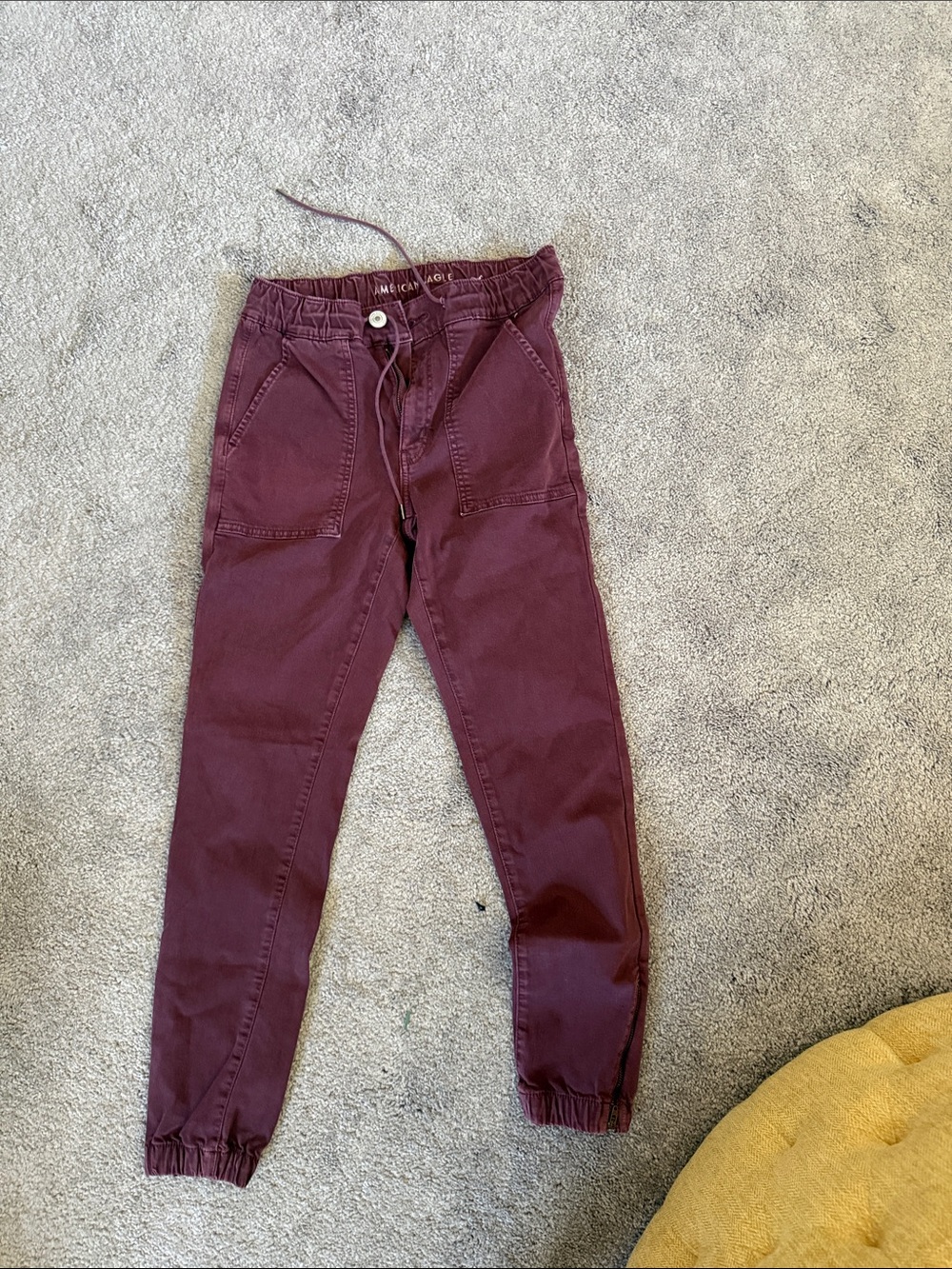 American Eagle Outfitters Burgundy Drawstring Jogger Pants